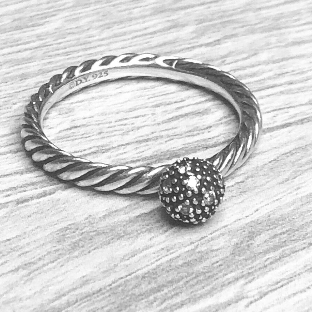 COPY - DAVID YURMAN 6 MM Diamond Ball Size 7.75 Sterling  Ring
